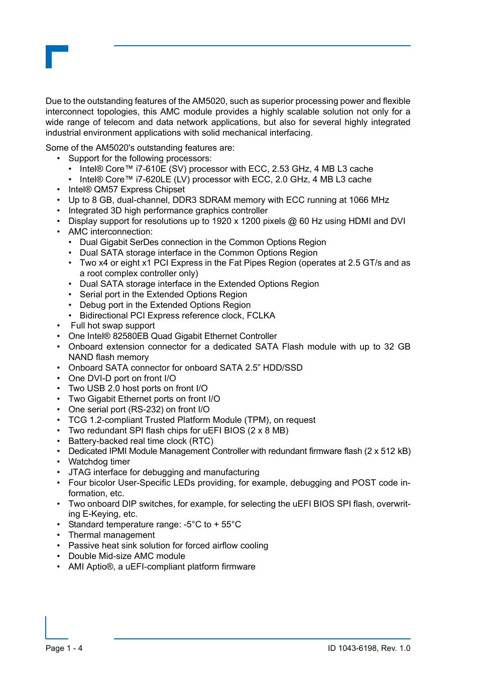 2 board-specific information, Board-specific information - 4, Introduction am5020 | Kontron AM5020 User Manual | Page 22 / 34