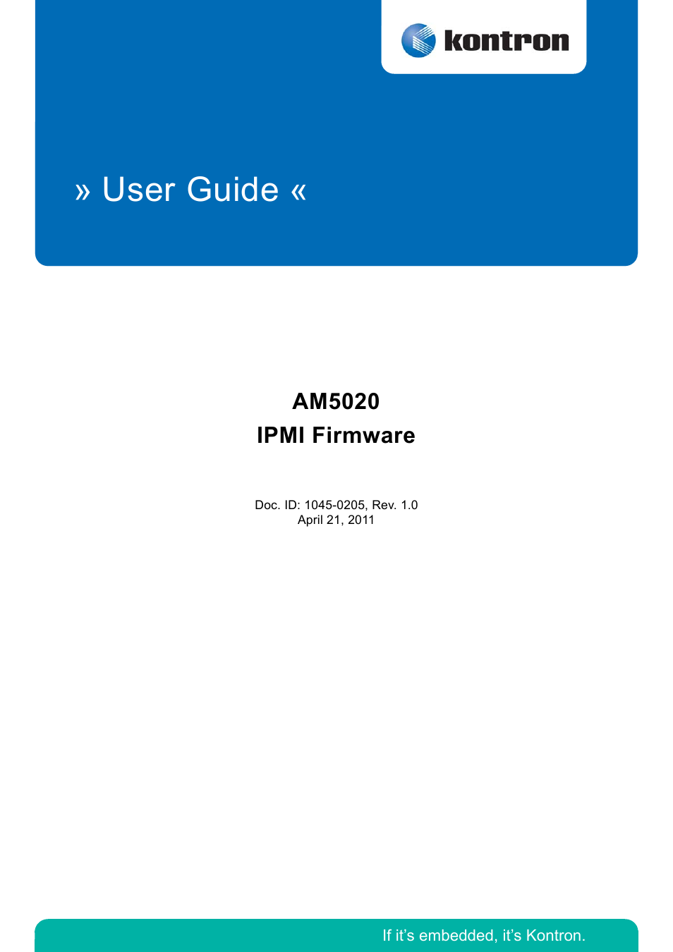 Kontron AM5020 IPMI Firmware User Manual | 48 pages