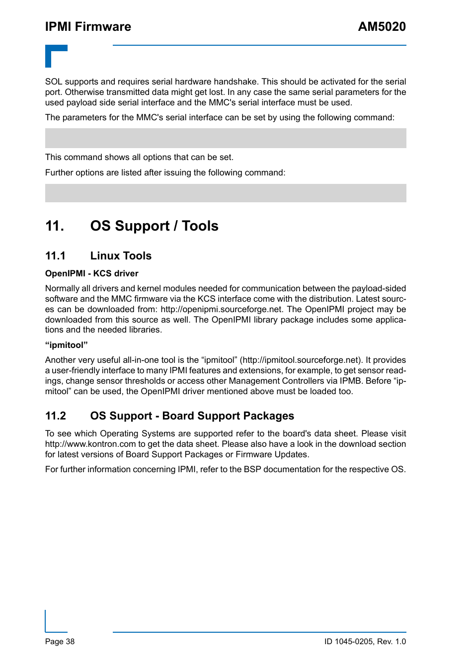 Os support / tools, 1 linux tools, 2 os support - board support packages | Ipmi firmware am5020 | Kontron AM5020 IPMI Firmware User Manual | Page 46 / 48