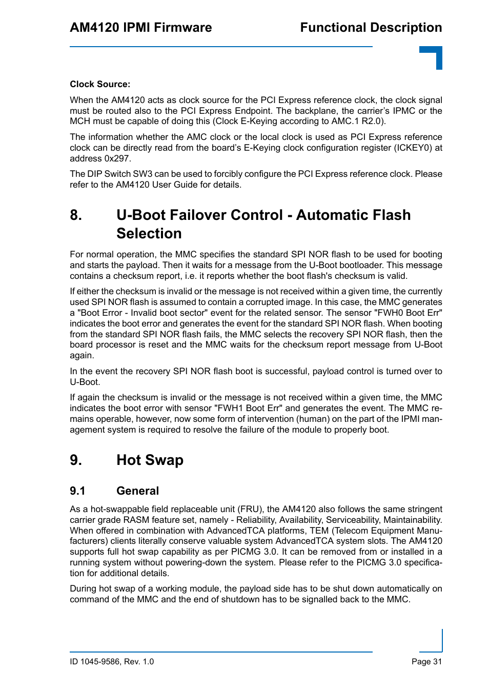 Hot swap, 1 general, Am4120 ipmi firmware functional description | Kontron AM4120 IPMI Firmware User Manual | Page 37 / 40