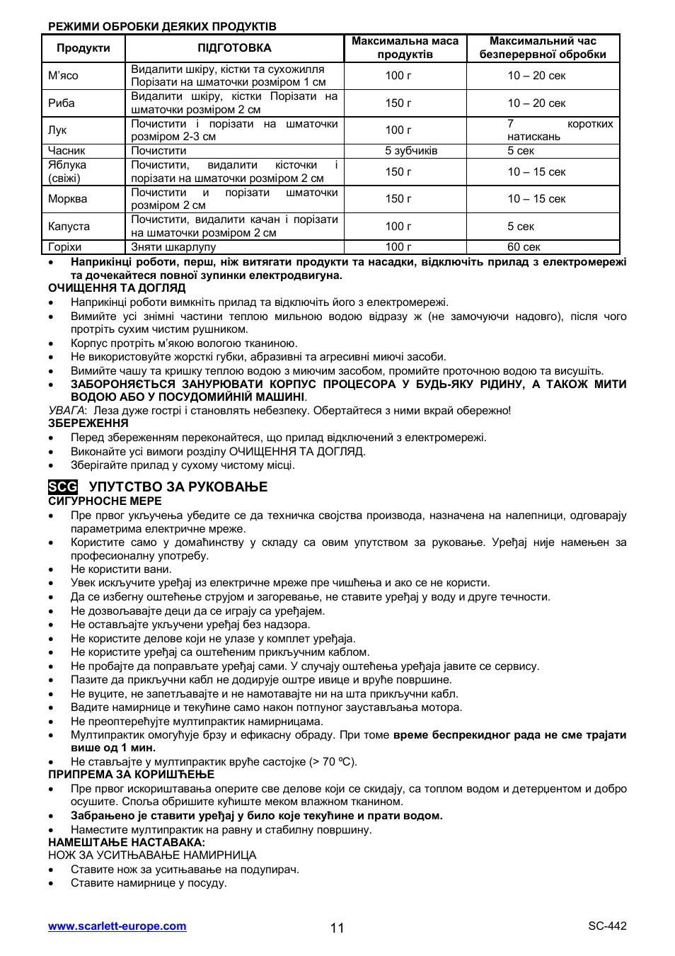 Scarlett SC-442 User Manual | Page 11 / 20