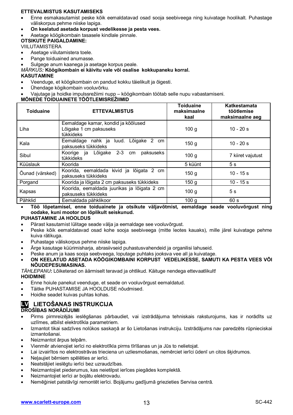 Scarlett SC-442 User Manual | Page 13 / 20