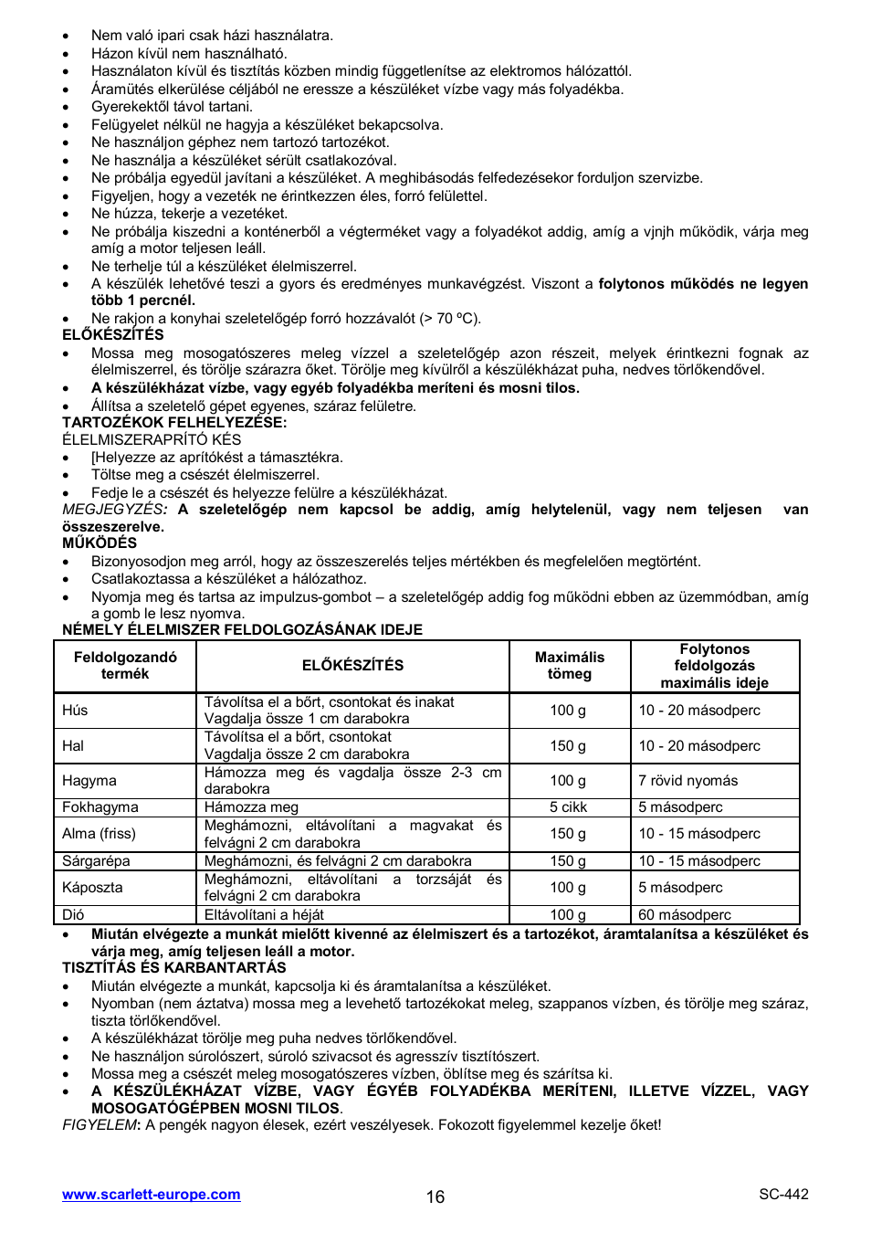 Scarlett SC-442 User Manual | Page 16 / 20