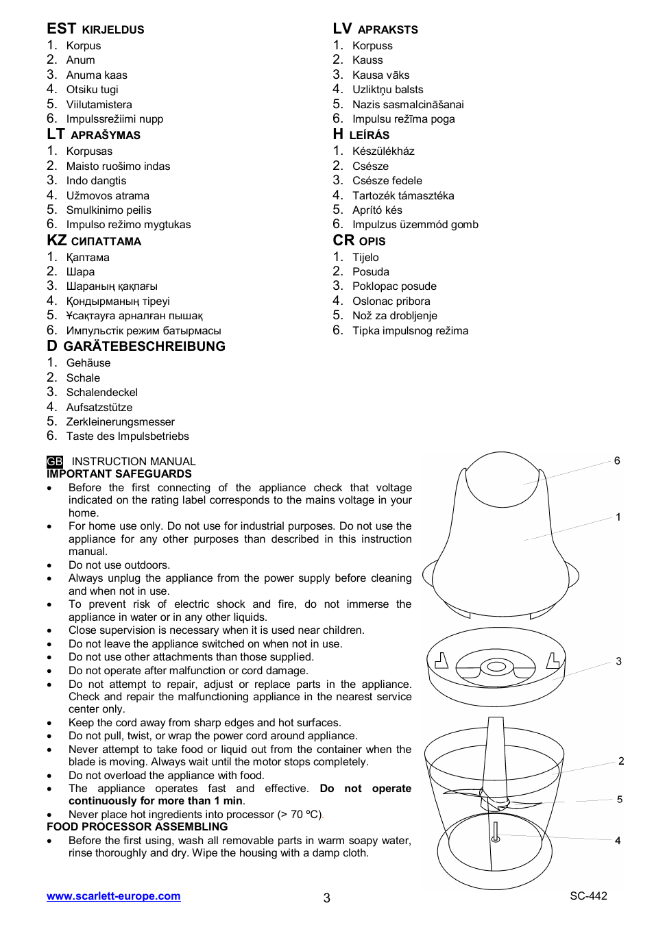 Kz cr | Scarlett SC-442 User Manual | Page 3 / 20