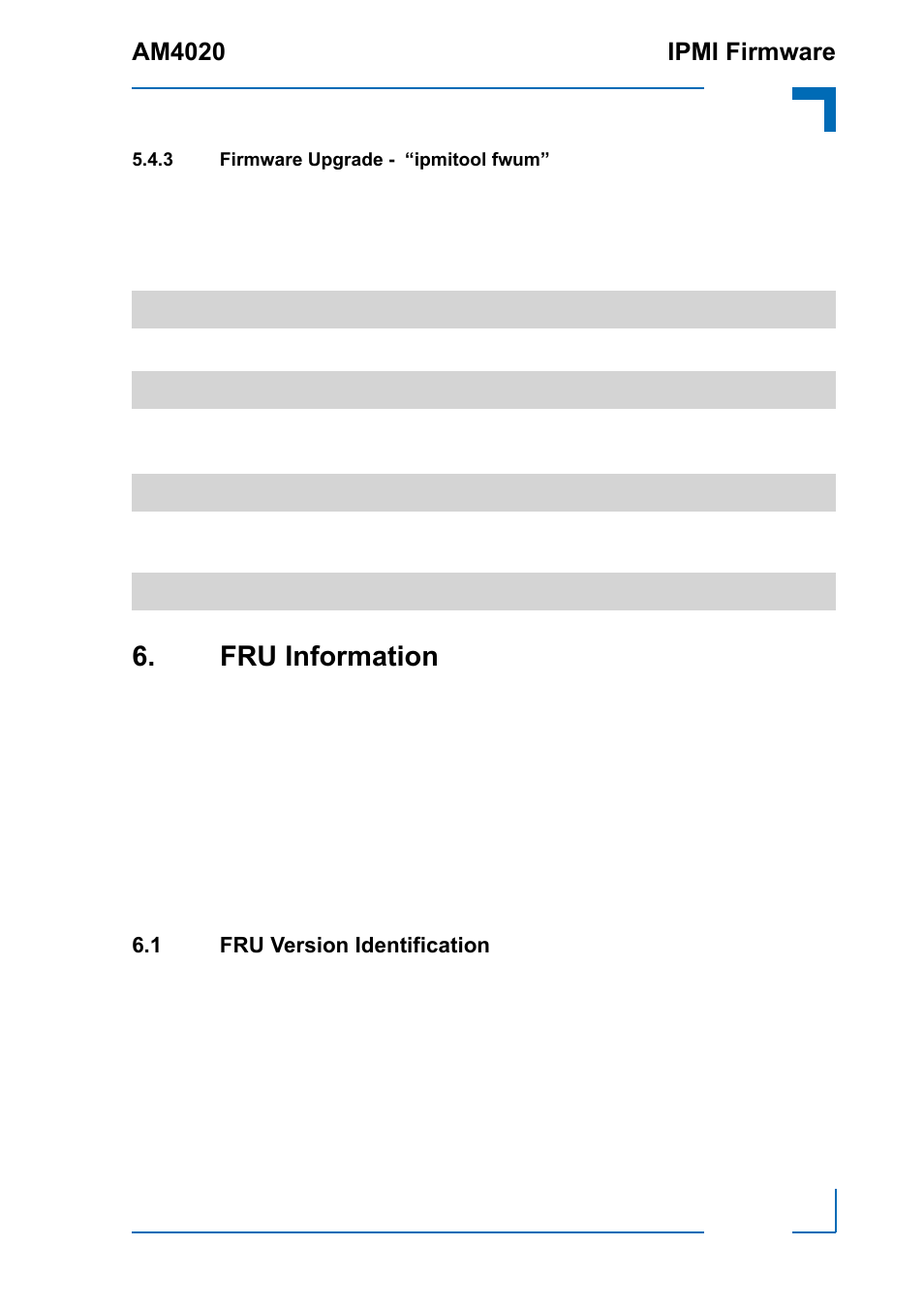 3 firmware upgrade - “ipmitool fwum, Fru information, 1 fru version identification | Firmware upgrade - “ipmitool fwum, Fru version identification, Am4020 ipmi firmware | Kontron AM4020 IPMI Firmware User Manual | Page 41 / 50