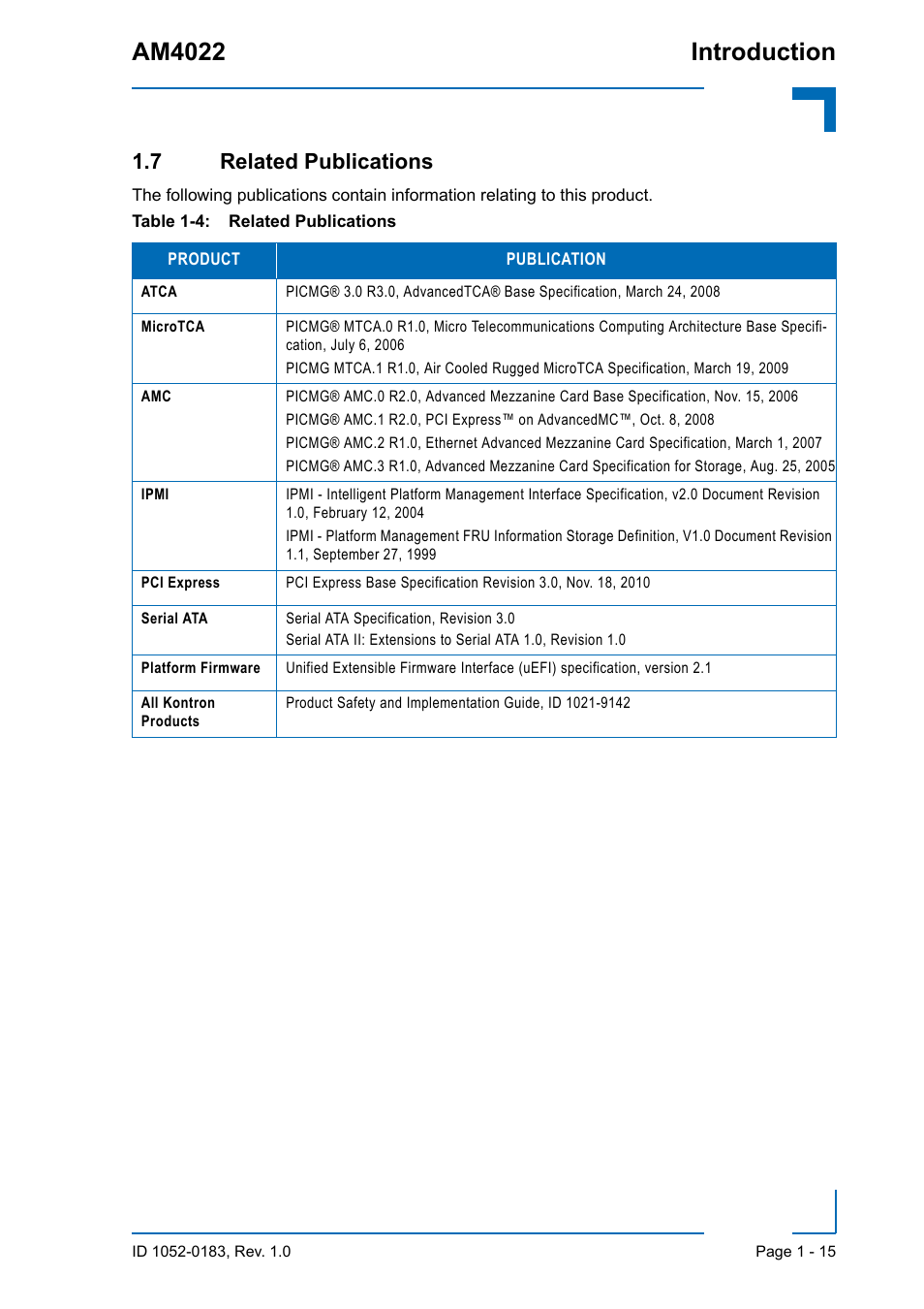 7 related publications, 7 related publications - 15, Am4022 introduction | Kontron AM4022 User Manual | Page 33 / 34