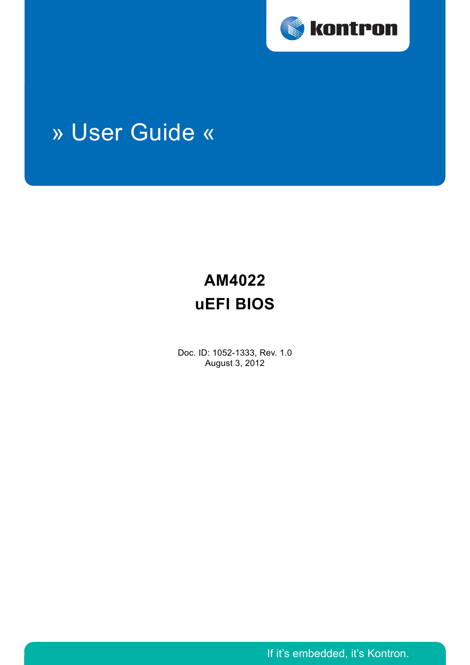 Kontron AM4022 uEFI BIOS User Manual | 76 pages