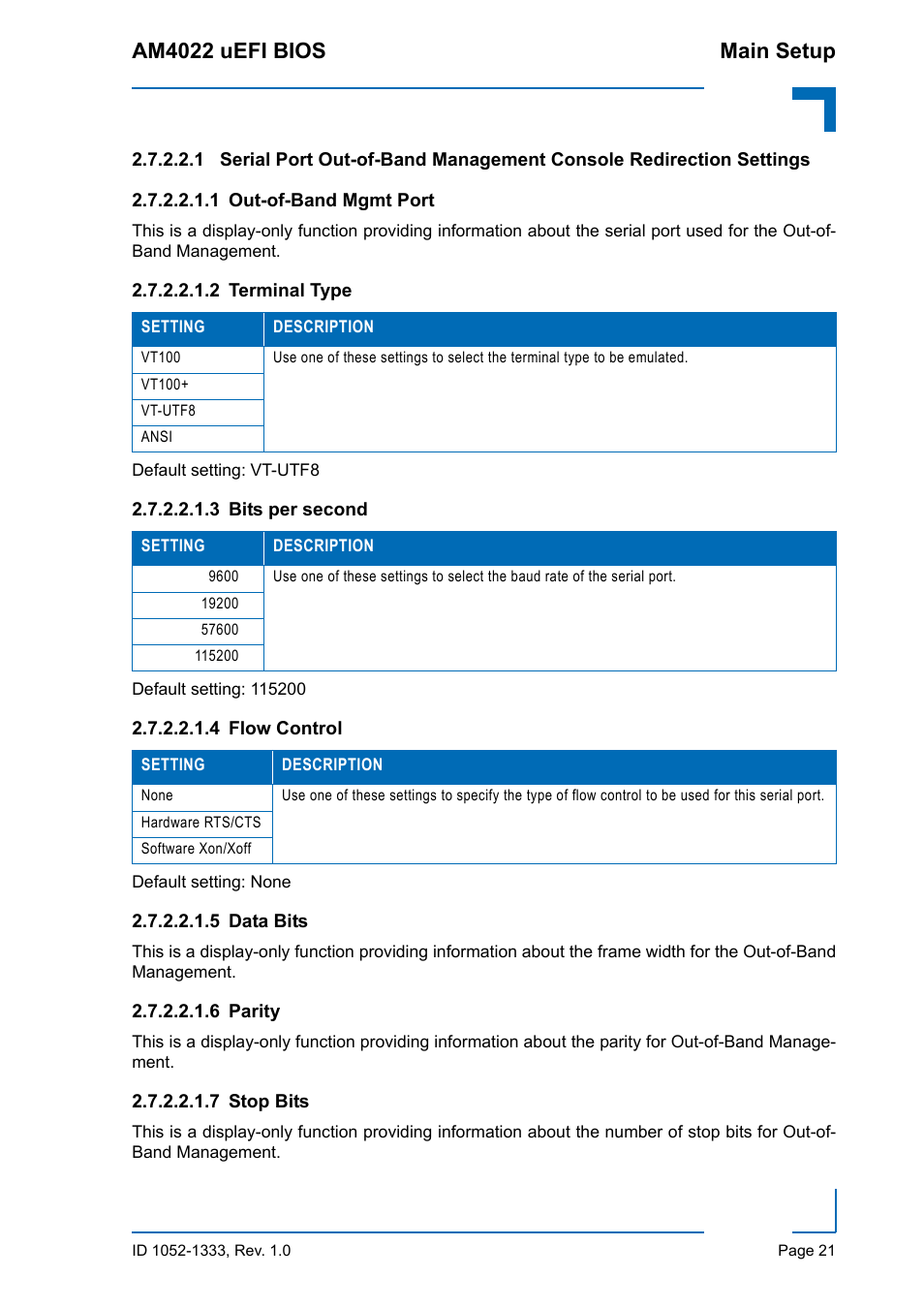 Am4022 uefi bios main setup | Kontron AM4022 uEFI BIOS User Manual | Page 27 / 76