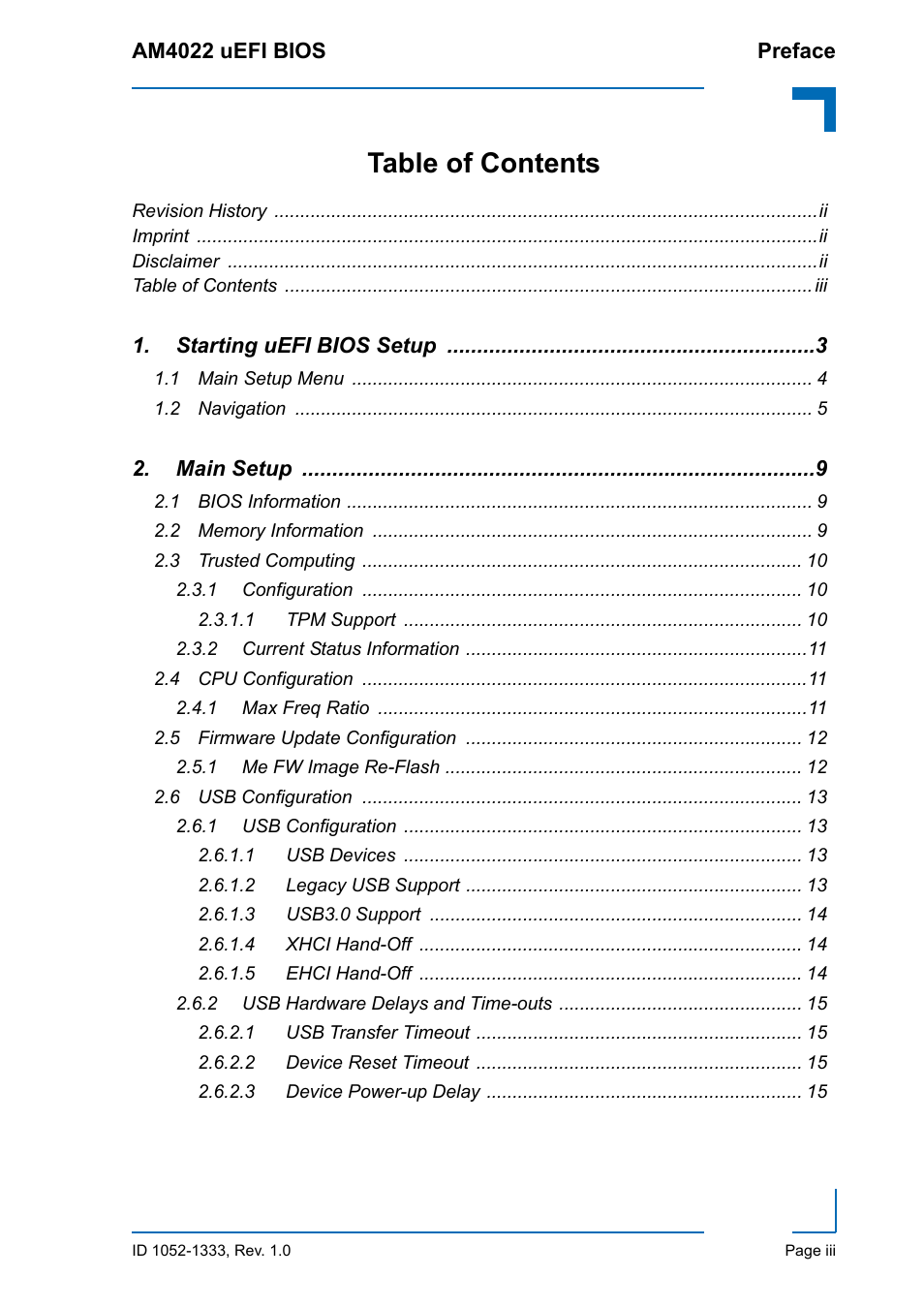 Kontron AM4022 uEFI BIOS User Manual | Page 3 / 76
