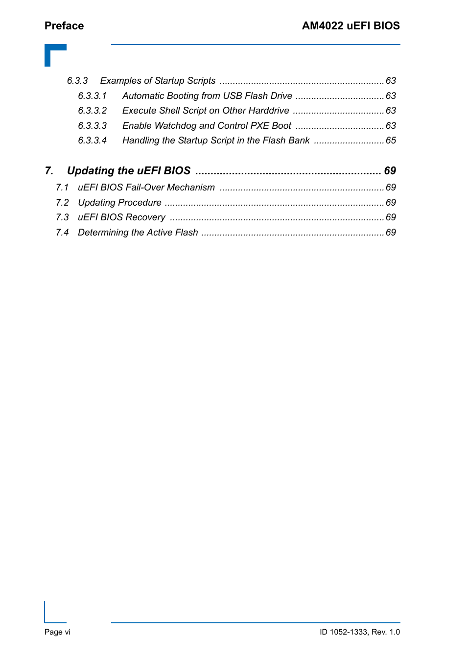Kontron AM4022 uEFI BIOS User Manual | Page 6 / 76