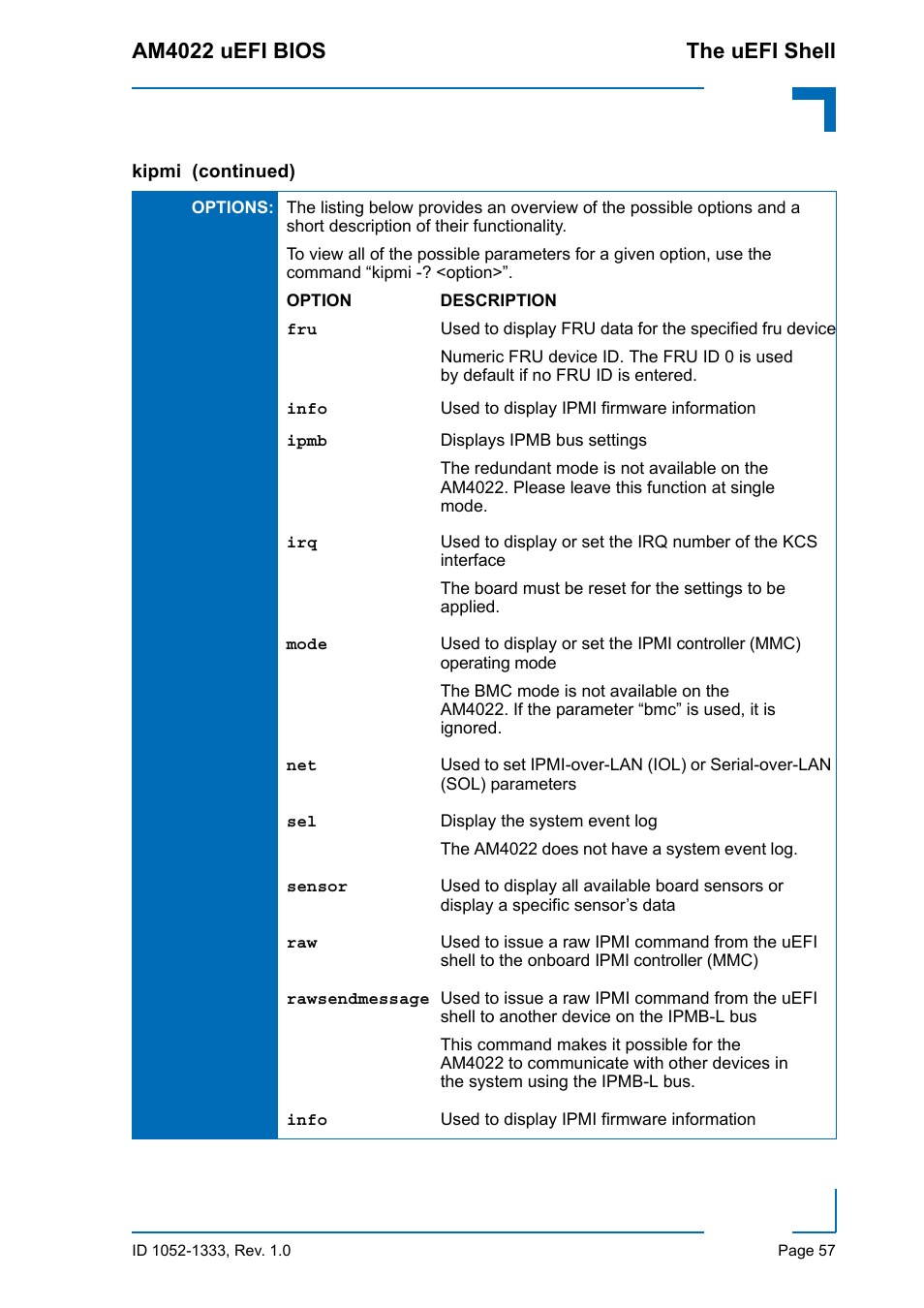 Am4022 uefi bios the uefi shell | Kontron AM4022 uEFI BIOS User Manual | Page 63 / 76