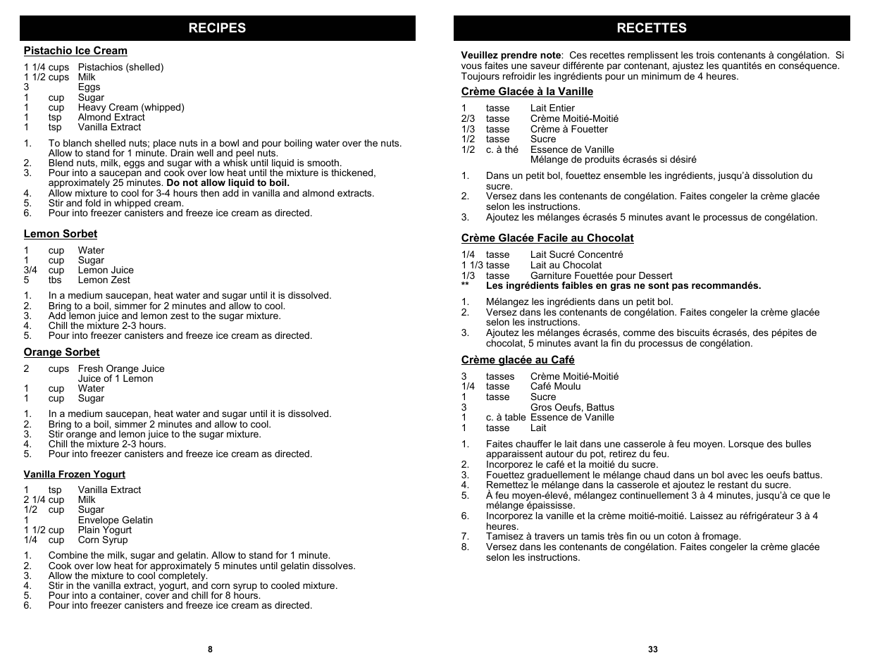 Recipes recettes | Bravetti KP300H User Manual | Page 10 / 22