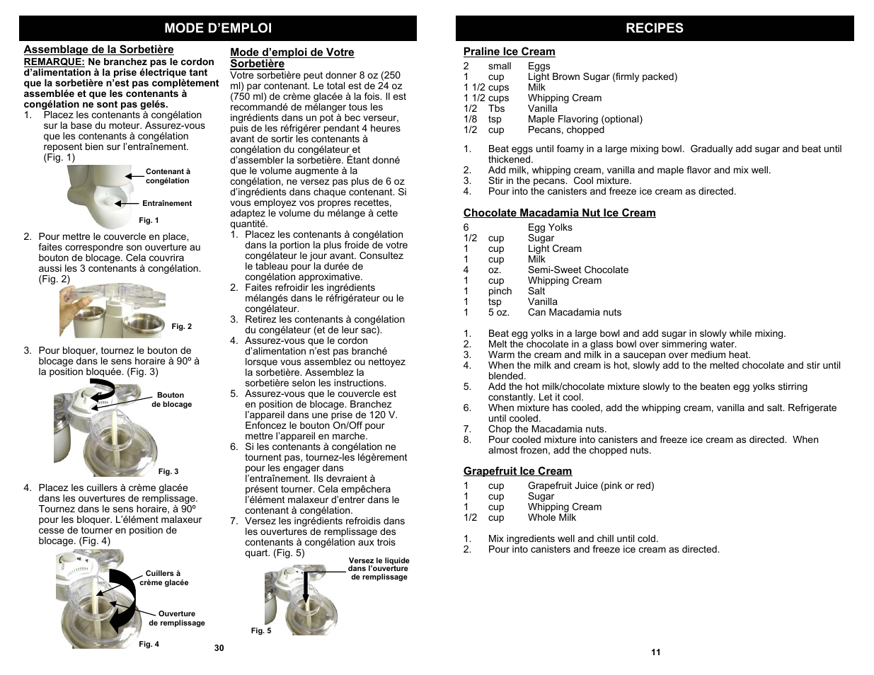 Recipes, Mode d’emploi | Bravetti KP300H User Manual | Page 13 / 22