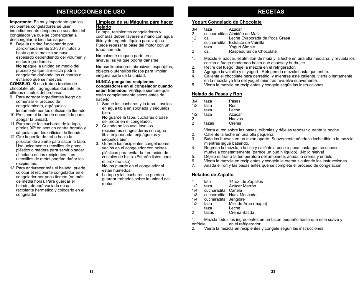 Instrucciones de uso recetas | Bravetti KP300H User Manual | Page 20 / 22