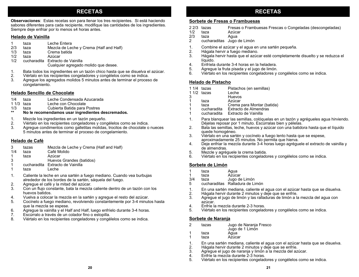 Recetas | Bravetti KP300H User Manual | Page 22 / 22
