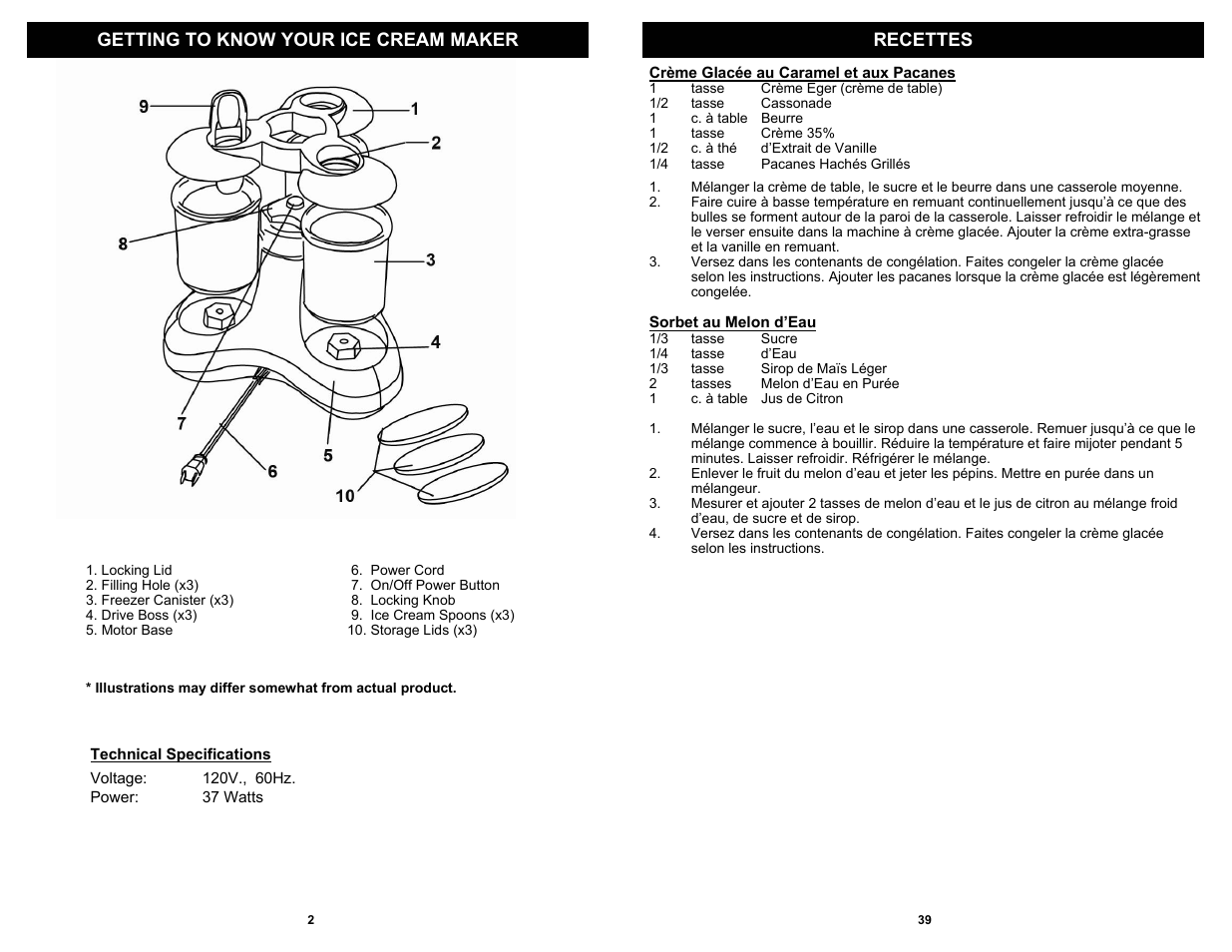 Getting to know your ice cream maker recettes | Bravetti KP300H User Manual | Page 4 / 22