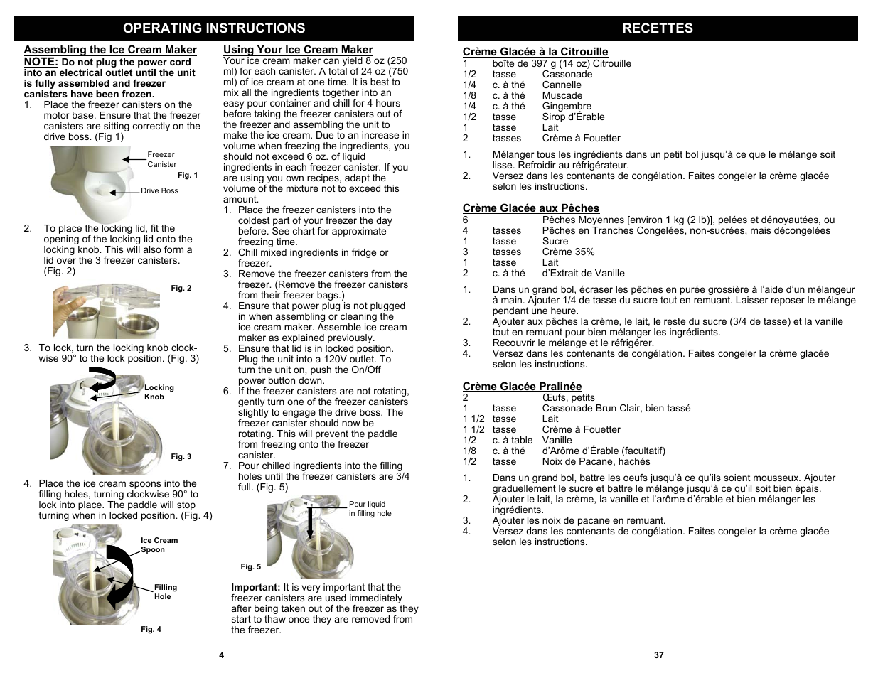 Operating instructions, Recettes | Bravetti KP300H User Manual | Page 6 / 22