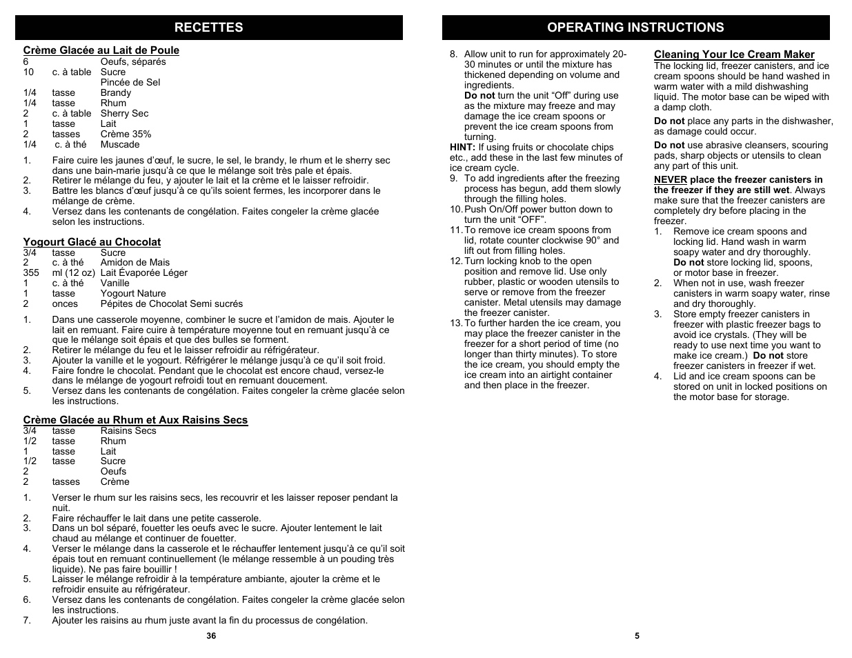 Operating instructions recettes | Bravetti KP300H User Manual | Page 7 / 22