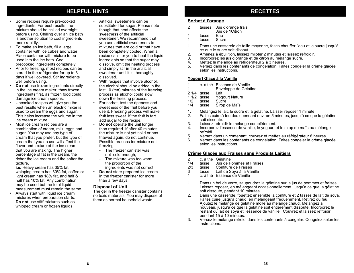 Helpful hints recettes | Bravetti KP300H User Manual | Page 8 / 22