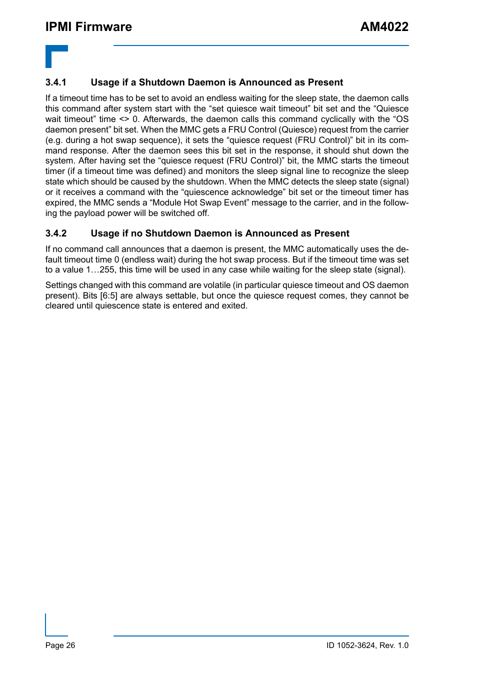 Usage if a shutdown daemon is announced as present, Ipmi firmware am4022 | Kontron AM4022 IPMI Firmware User Manual | Page 26 / 48