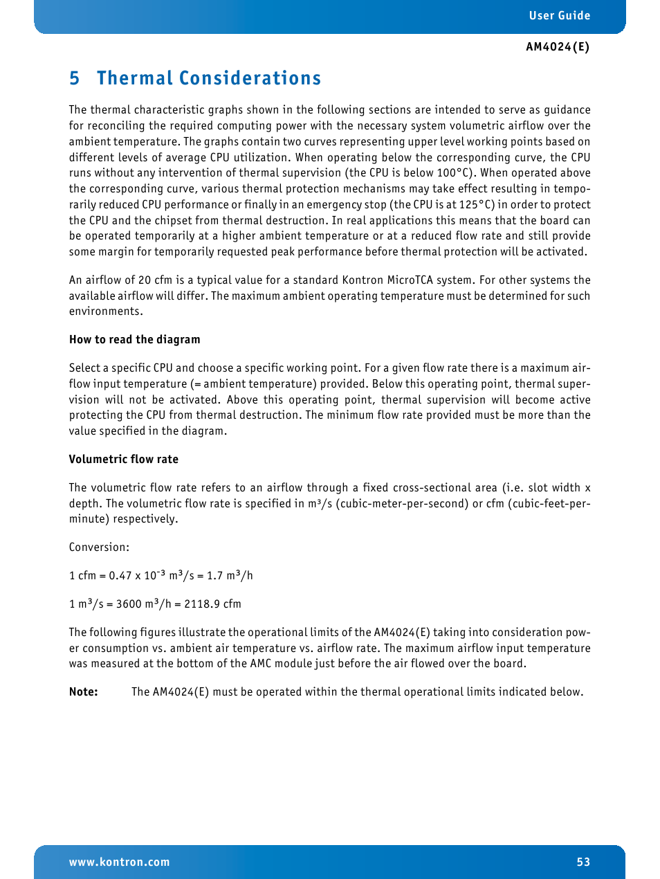 5 thermal considerations, Thermal considerations | Kontron AM4024e User Manual | Page 53 / 92