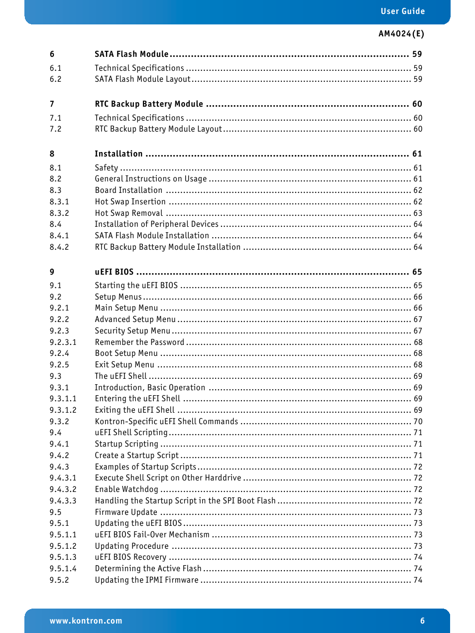 Kontron AM4024e User Manual | Page 6 / 92