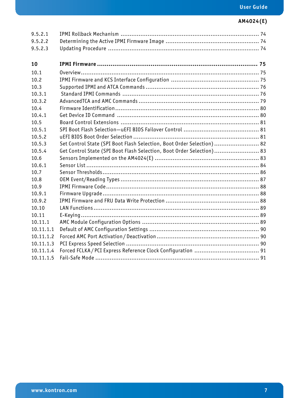 Kontron AM4024e User Manual | Page 7 / 92