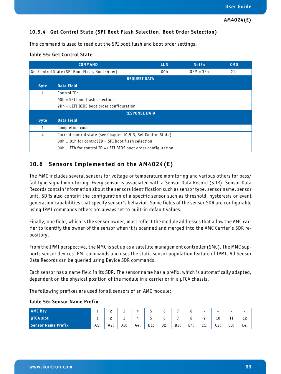 6 sensors implemented on the am4024(e), Sensors implemented on the am4024(e) | Kontron AM4024e User Manual | Page 83 / 92