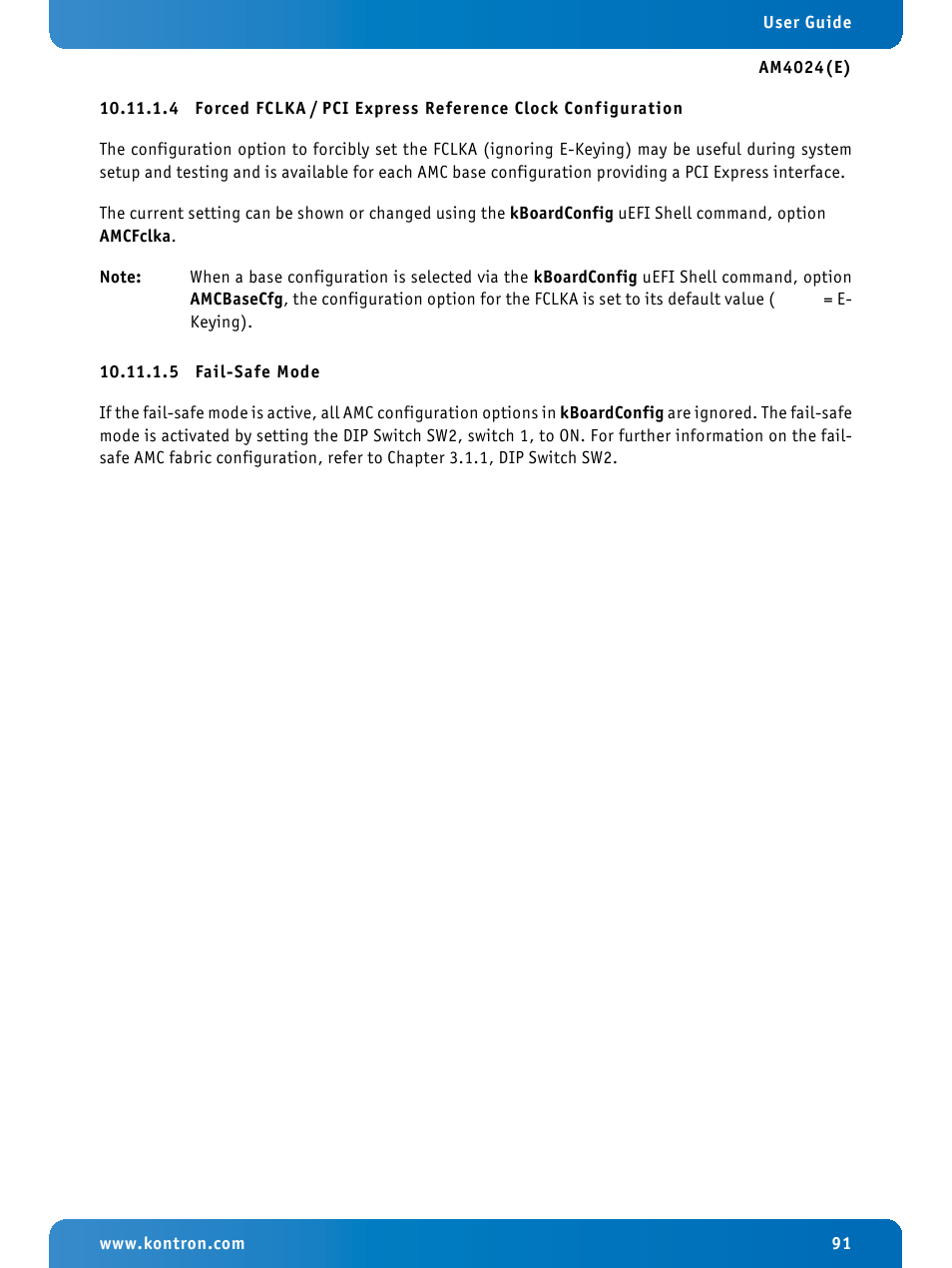 5 fail-safe mode | Kontron AM4024e User Manual | Page 91 / 92