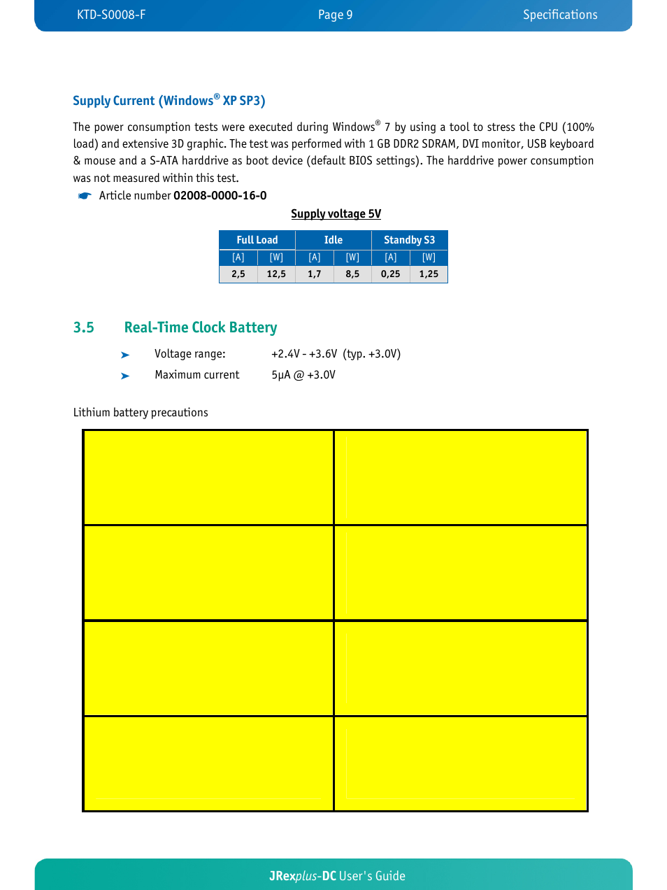 5 real-time clock battery, Xp sp3) | Kontron JRexplus-DC User Manual | Page 14 / 77