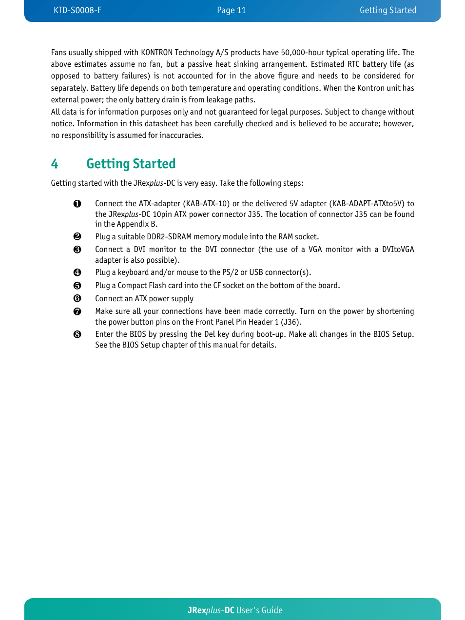 4getting started | Kontron JRexplus-DC User Manual | Page 16 / 77