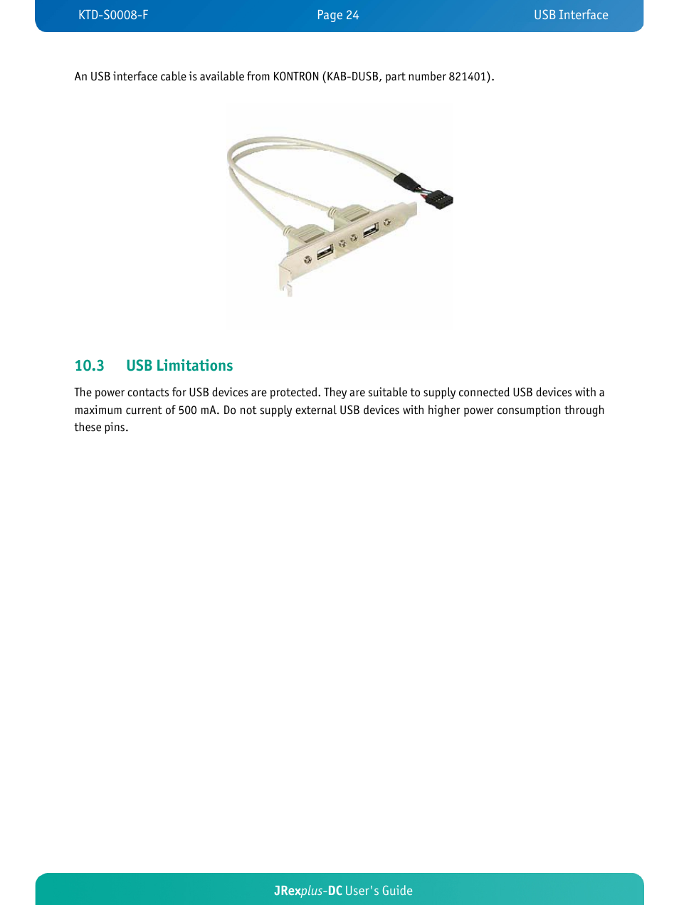 3 usb limitations | Kontron JRexplus-DC User Manual | Page 29 / 77