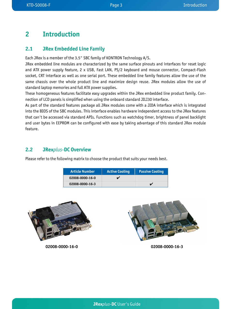 2introduction, 1 jrex embedded line family, 2 jrex plus - dc overview | Kontron JRexplus-DC User Manual | Page 8 / 77