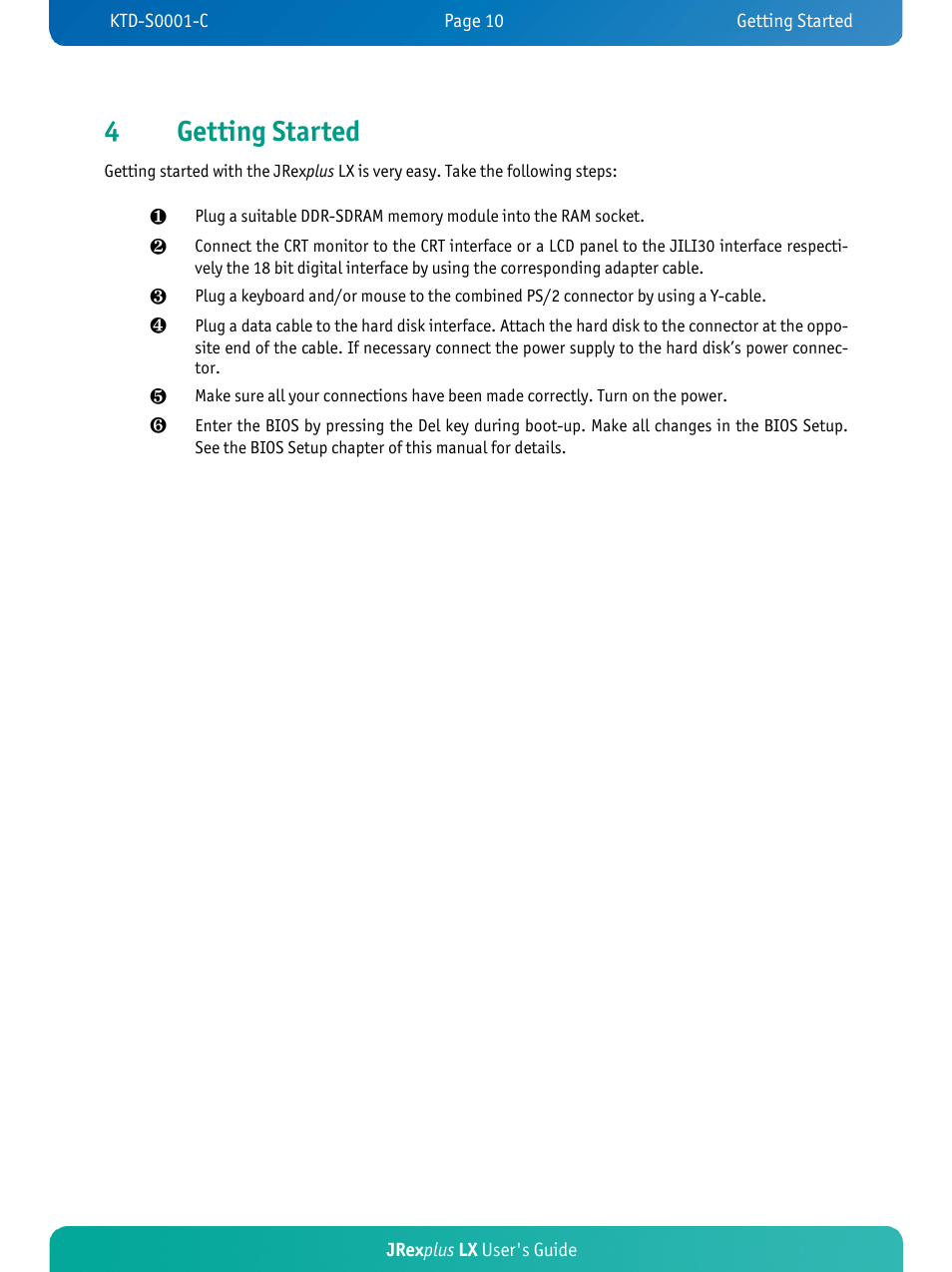 4getting started | Kontron JRexplus-LX User Manual | Page 14 / 60