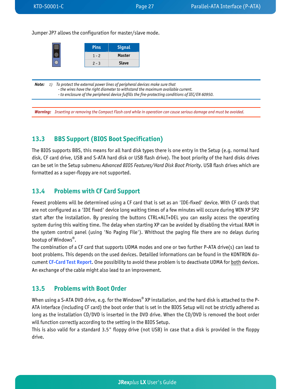 3 bbs support (bios boot specification), 4 problems with cf card support, 5 problems with boot order | Kontron JRexplus-LX User Manual | Page 31 / 60