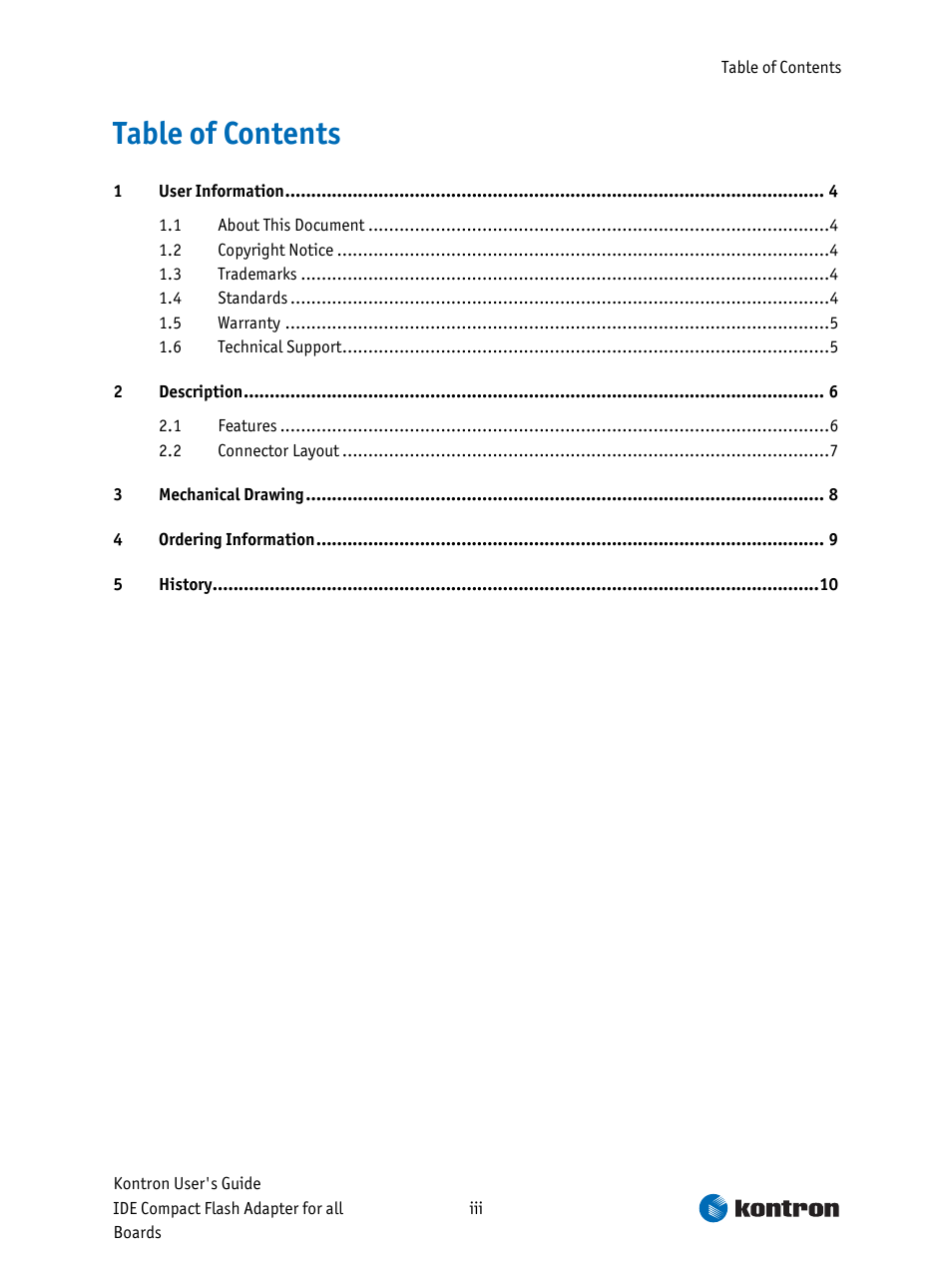 Kontron CFC-ADA-1 User Manual | Page 3 / 10