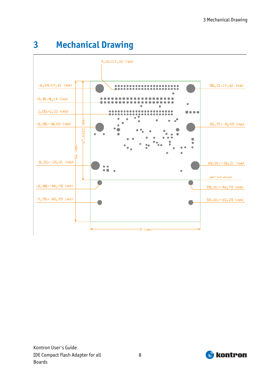 Mechanical drawing, 3mechanical drawing | Kontron CFC-ADA-1 User Manual | Page 8 / 10