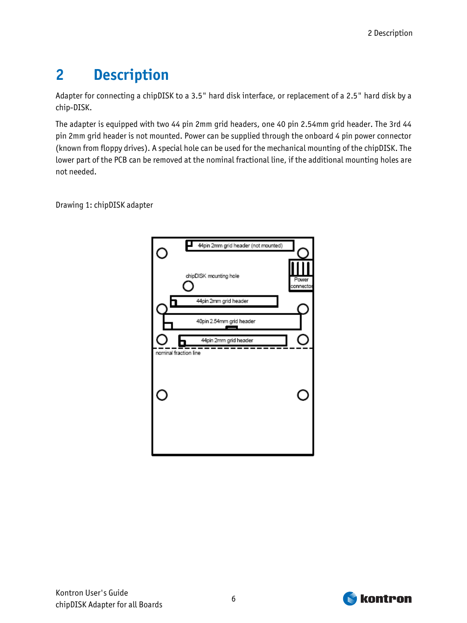 Description, 2description | Kontron chipDISK-ADA1 User Manual | Page 6 / 8