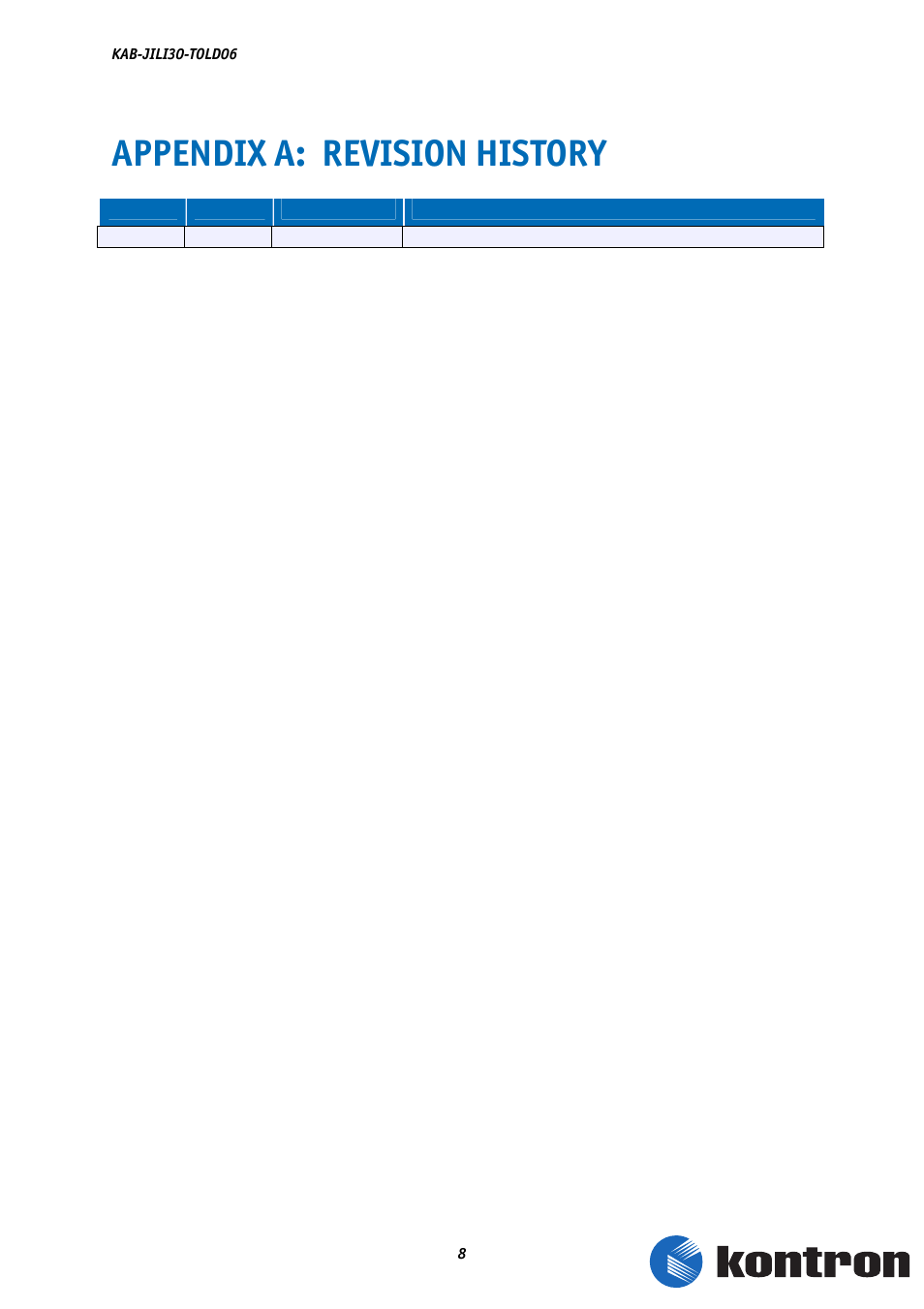 Appendix a: revision history | Kontron KAB-Adapt-LVDStoTTL User Manual | Page 10 / 10