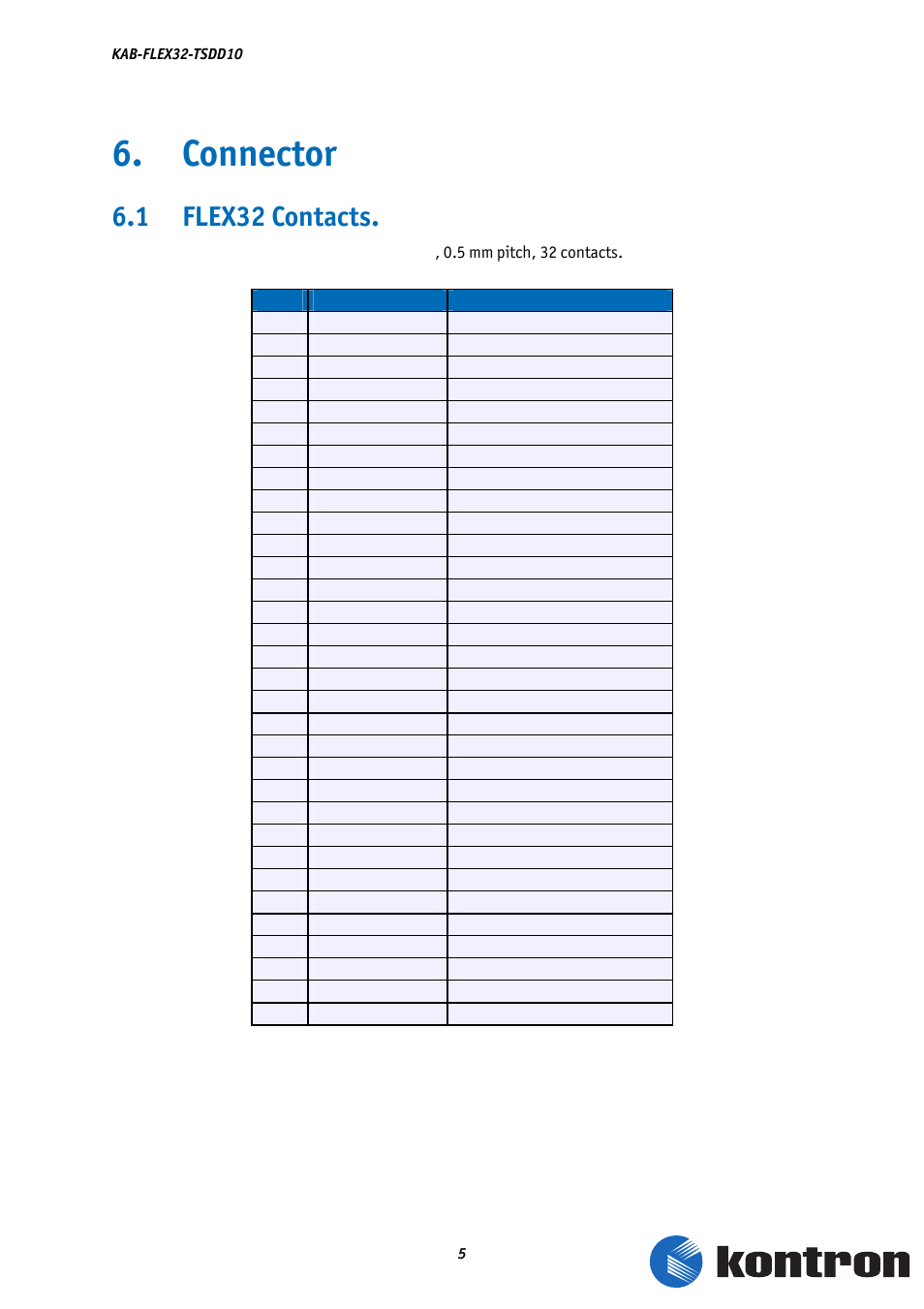 Connector, 1 flex32 contacts | Kontron KAB-Adapt-LVDStoTTL User Manual | Page 7 / 10