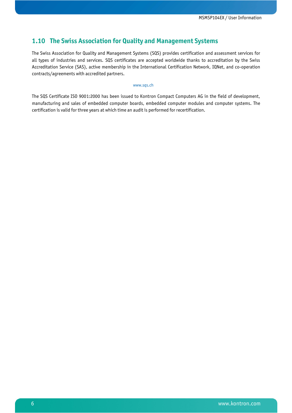 Kontron MSMSP104EX User Manual | Page 8 / 20