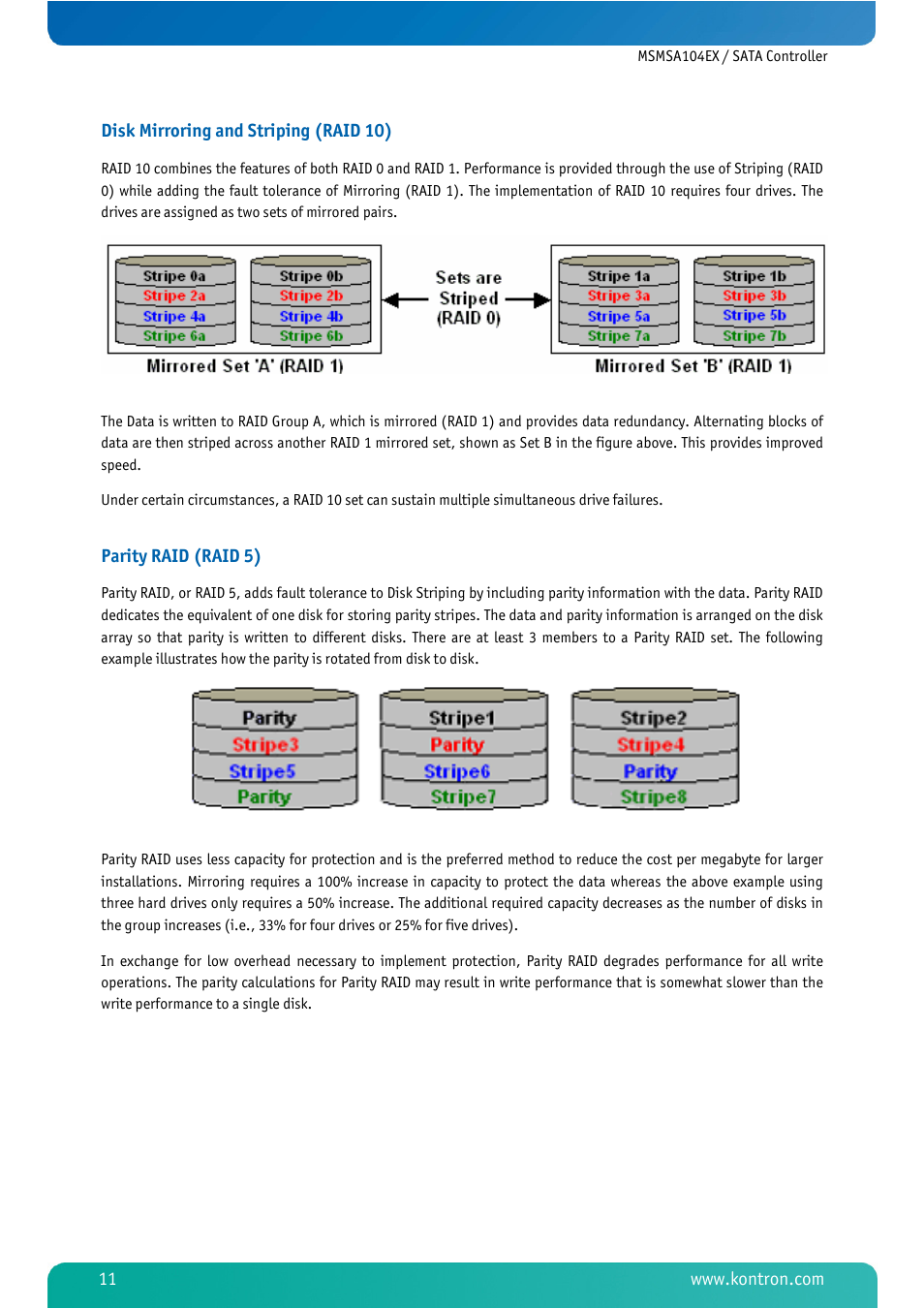 Parity raid (raid 5) | Kontron MSMSA104EX User Manual | Page 13 / 28