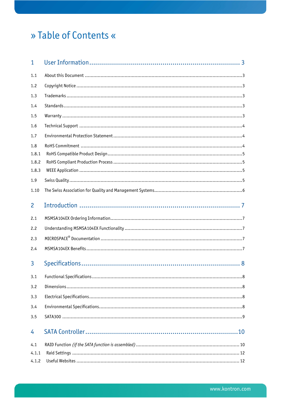 Kontron MSMSA104EX User Manual | Page 3 / 28