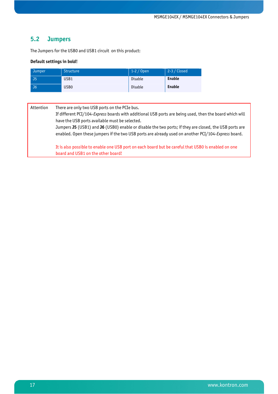 2 jumpers, Jumpers | Kontron MSMGE104EX User Manual | Page 19 / 28