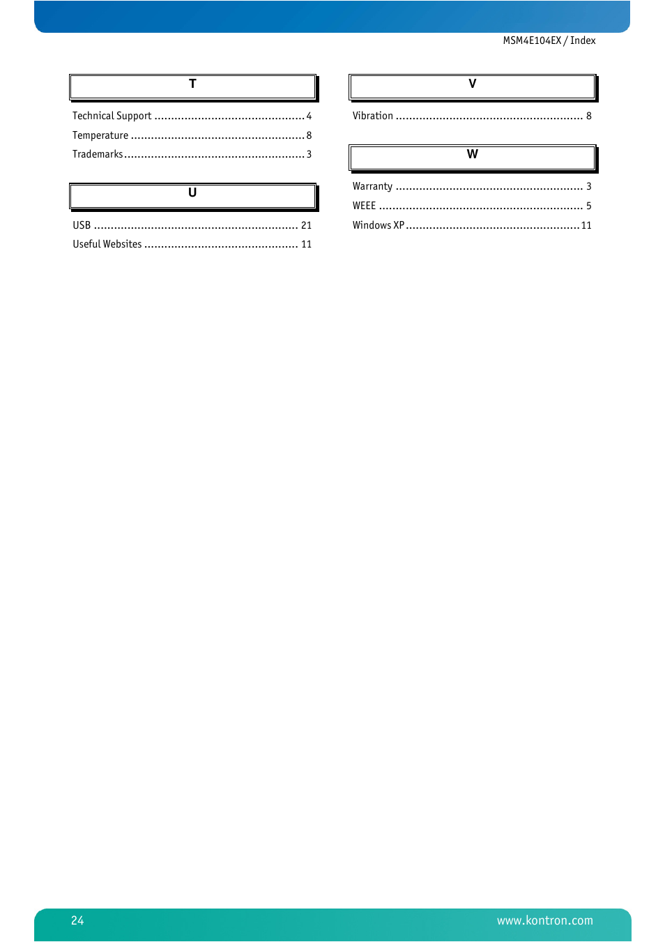 Kontron MSM4E104EX User Manual | Page 26 / 27