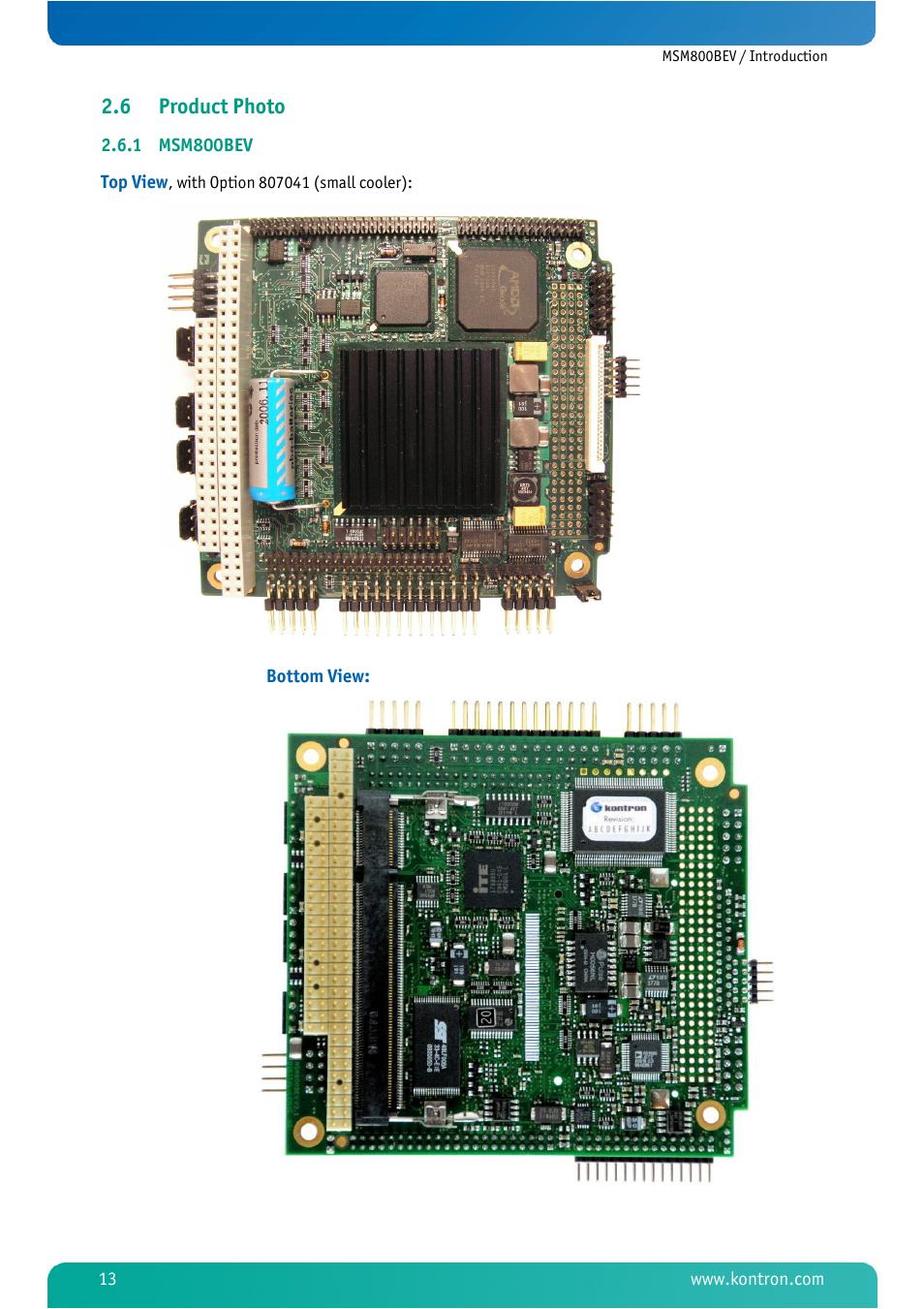 6 product photo, 1 msm800bev, Product photo | Msm800bev | Kontron MSM800BEV User Manual | Page 15 / 101