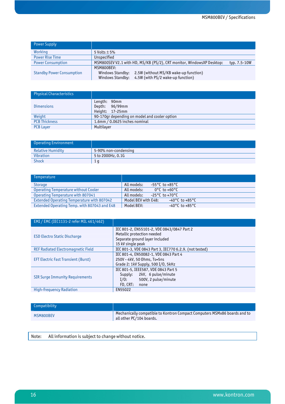 Kontron MSM800BEV User Manual | Page 18 / 101