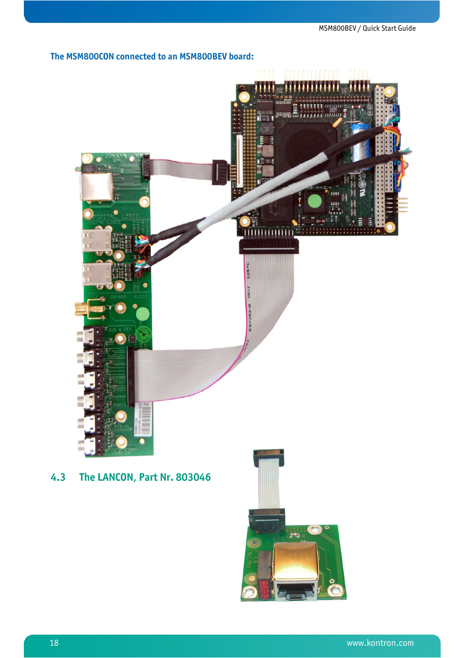 3 the lancon, part nr. 803046, The lancon, part nr. 803046 | Kontron MSM800BEV User Manual | Page 20 / 101