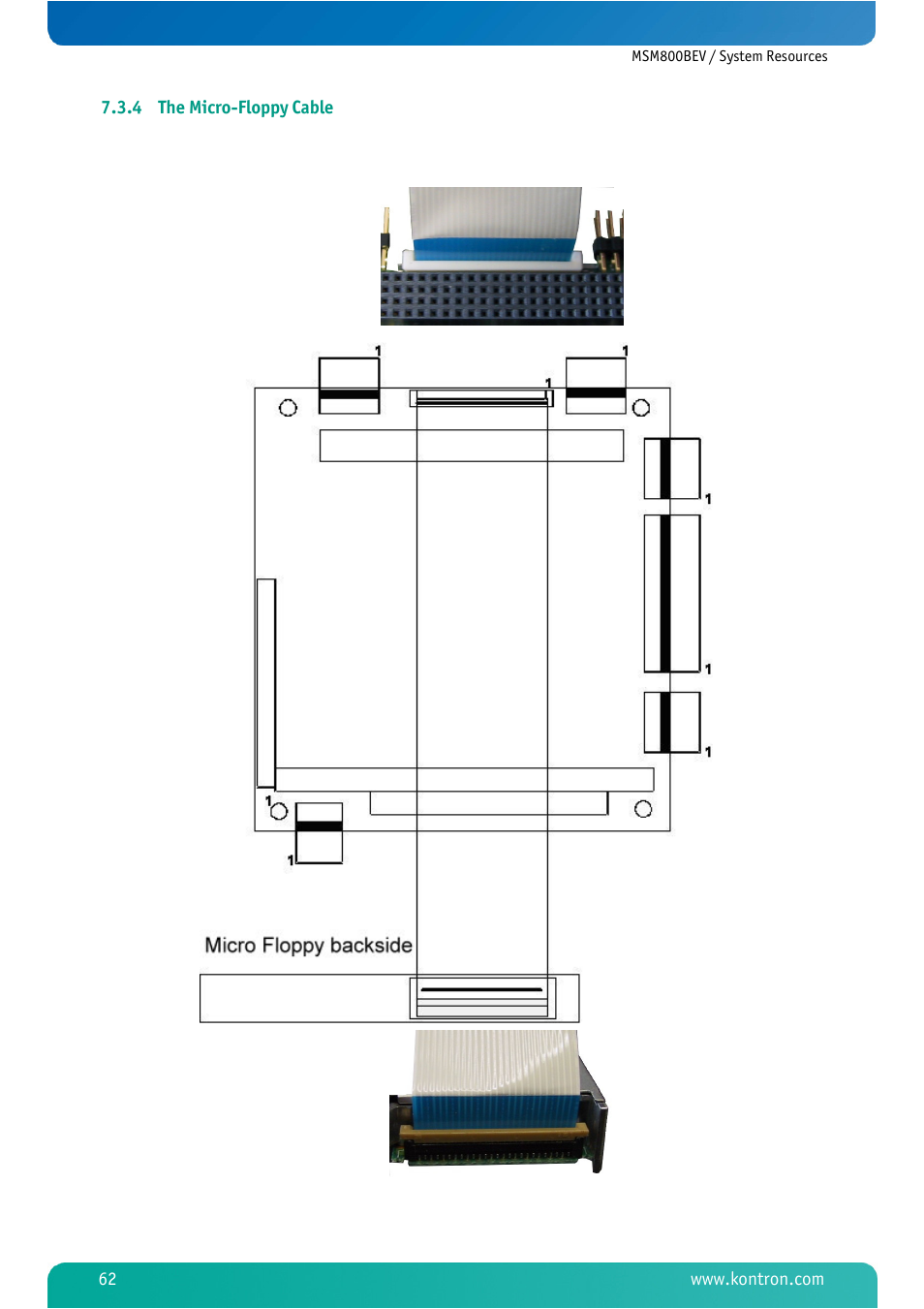 4 the micro-floppy cable, The micro-floppy cable | Kontron MSM800BEV User Manual | Page 64 / 101