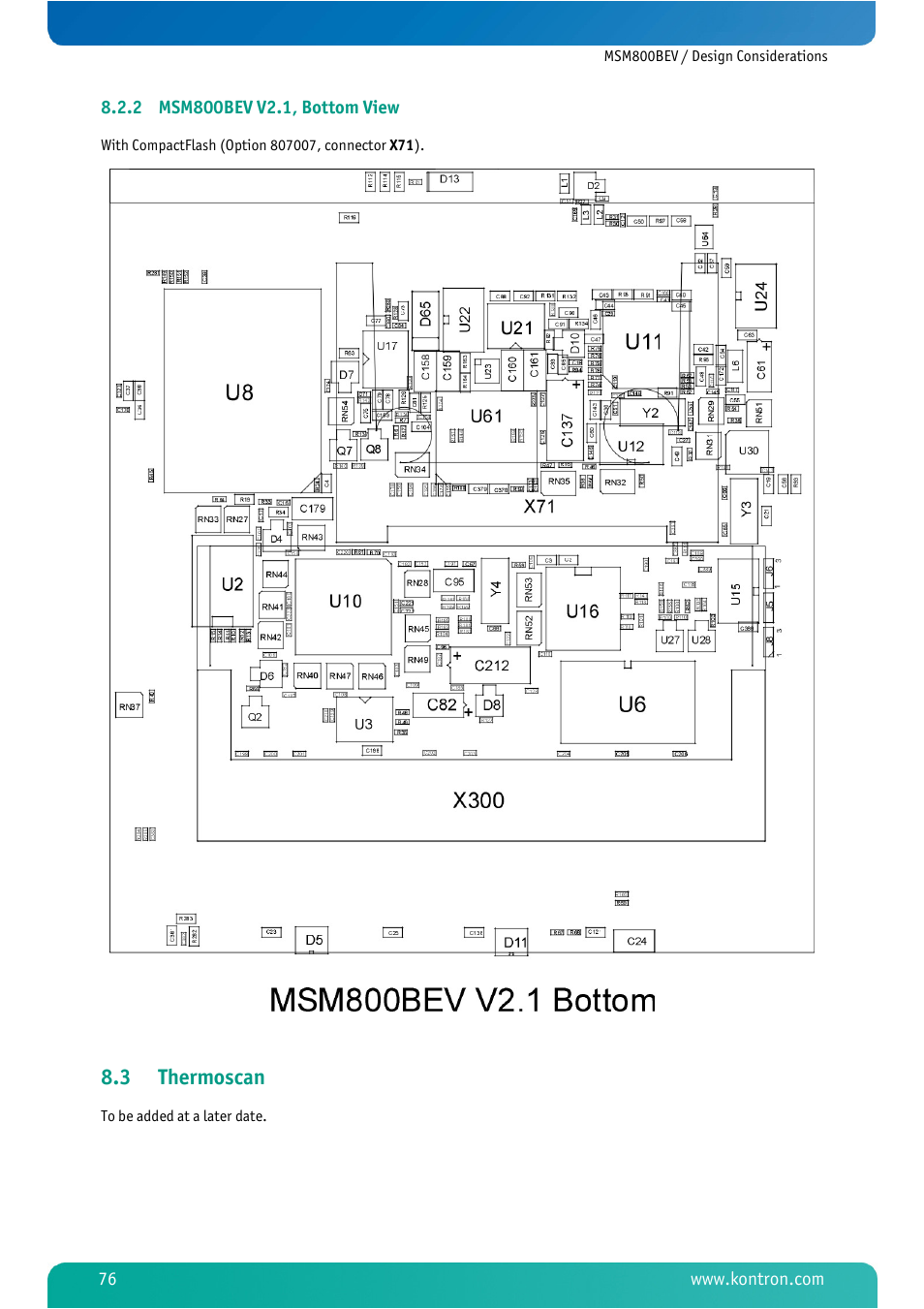 2 msm800bev v2.1, bottom view, 3 thermoscan, Msm800bev v2.1, bottom view | Thermoscan | Kontron MSM800BEV User Manual | Page 78 / 101